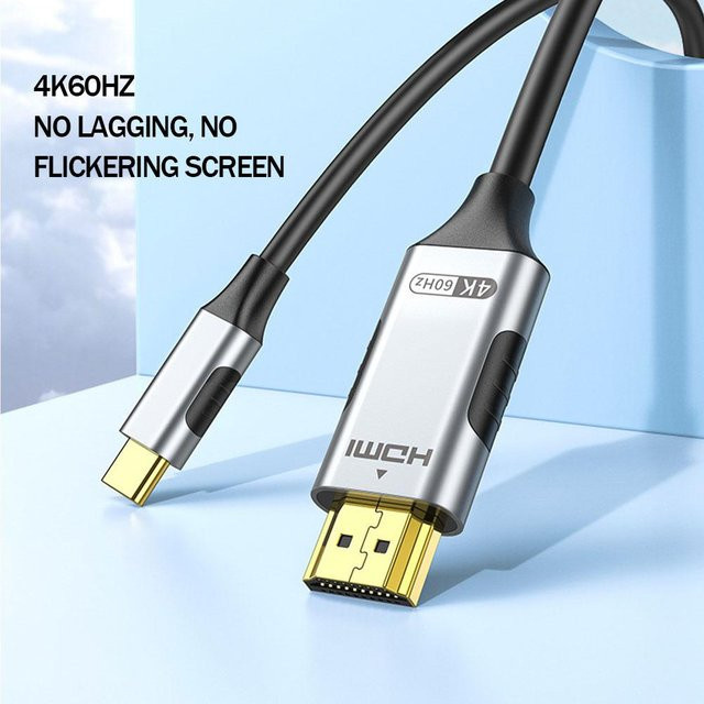 USB-C auf HDMI Adapter in Silber für 4K 60 Hz, Typ C Konverterkabel für iPhone 15 und HDTV - Bild 1