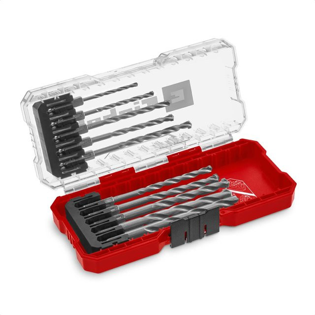 Einhell Steinbohrer-Set S-Case 10-teilig aus Werkzeugstahl mit Carbide-Spitze in Grau und Transparent - Bild 1