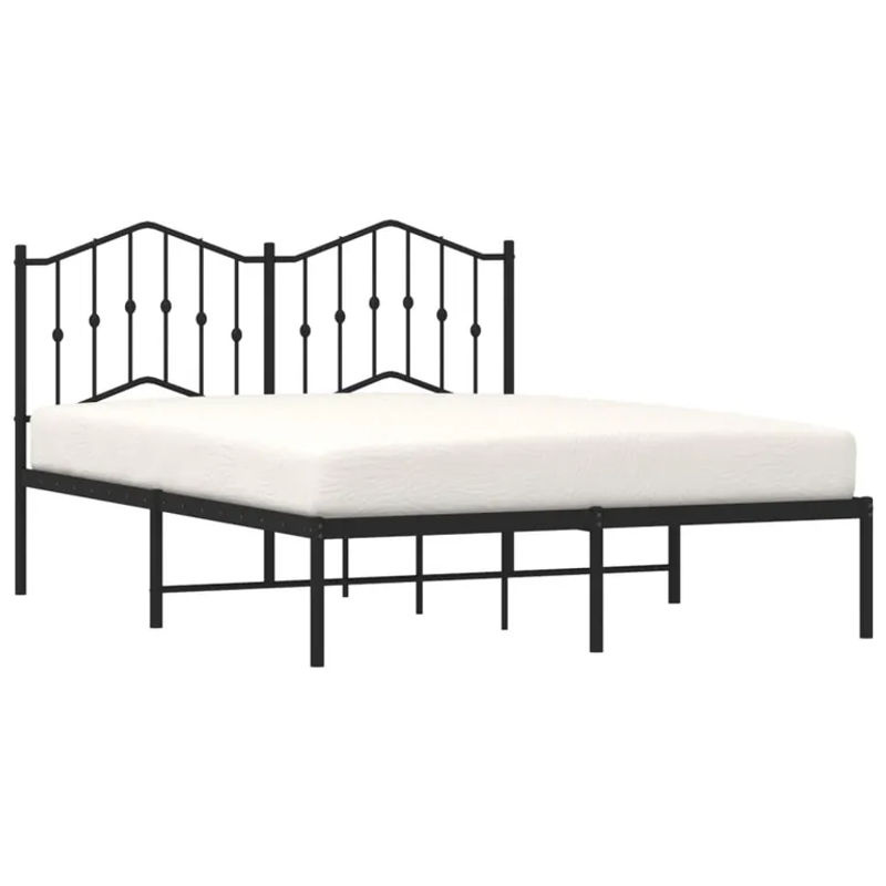 Vidaxl Metall-Bettgestell mit Kopfteil in Schwarz im Industrial-Design, B/T/H: 140 x 190 cm - Bild 2