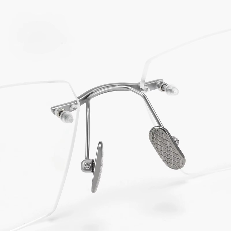 Eyeluyan Korrektionsbrille, randlos, rechteckig, Titan, silber, Unisex - Bild 3