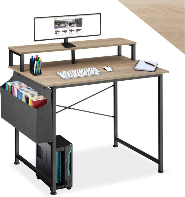 tectake Schreibtisch im Industrial Style aus Holz und Metall in Braun, B/T/H: 120 x 60 x 110 cm - Bild 1