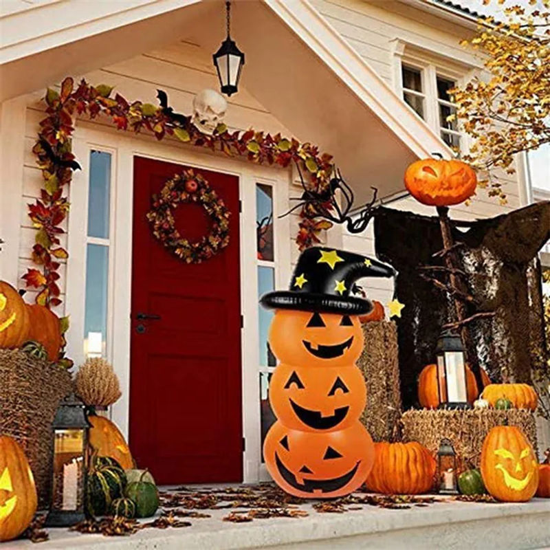 CosyHome Halloween Kürbis aufblasbare Dekoration aus Kunststoff in Orange und Schwarz - Bild 7