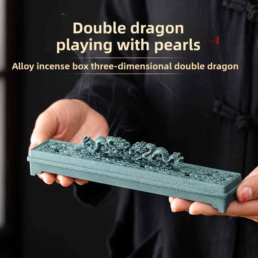 Exquisite Räucherbox aus Metall mit Drachen-Design für deine Tischdekoration - Bild 2