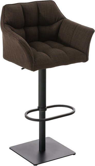 TPFLiving Barhocker Damaskus mit schwarzem Gestell und braunem Stoff, modern und drehbar um 360 Grad - Bild 1