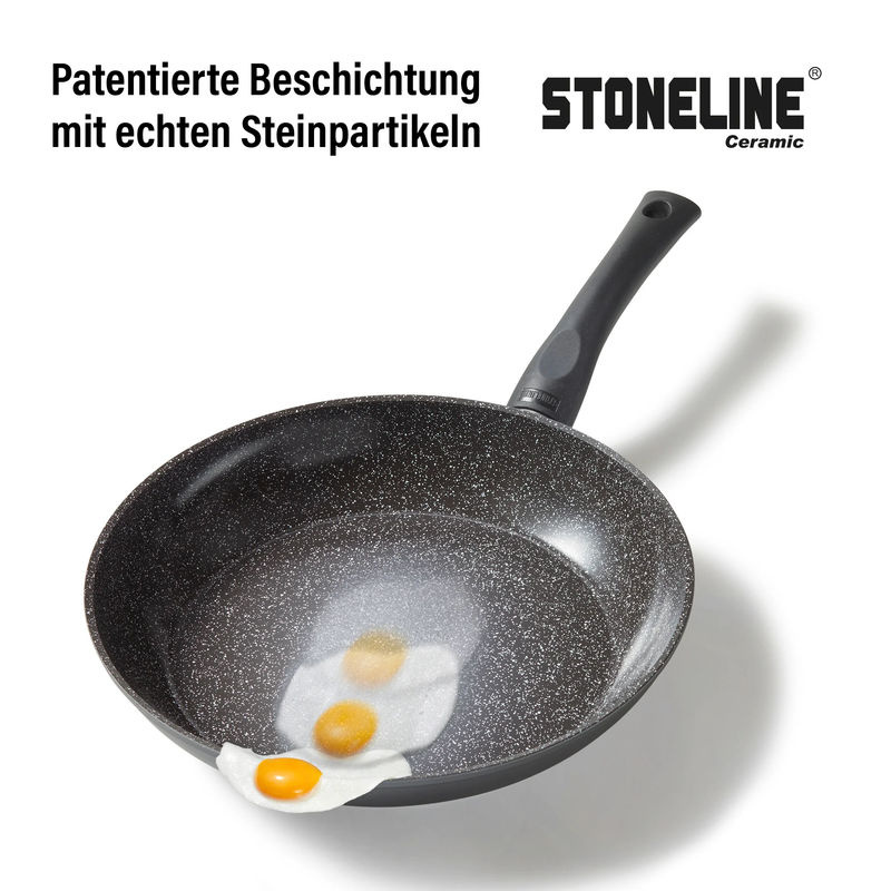 Stoneline Ceramic Kochgeschirr Set, 16-teilig, Grau, mit Glasdeckeln, induktionsgeeignet und PFAS-freier Antihaftbeschichtung mit echten Steinpartikeln - Bild 3