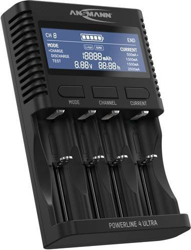 Ansmann Powerline 4 Ultra Rundzellen-Ladegerät in Schwarz für NiCd, NiMH und LiIon (AAA, AA, C, D) - Bild 1
