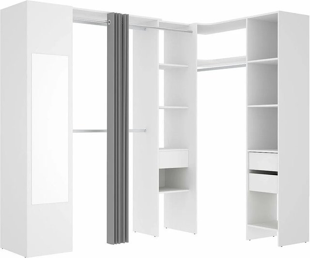 Offener Kleiderschrank Bertrand von Vente-unique in Weiß, Höhe: 231,5 cm, Breite: 205,0 cm, Tiefe: 141,0 cm - Bild 1