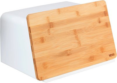 Wenko Brotkasten mit Bambusbrett in Weiß und Braun - Bild 1