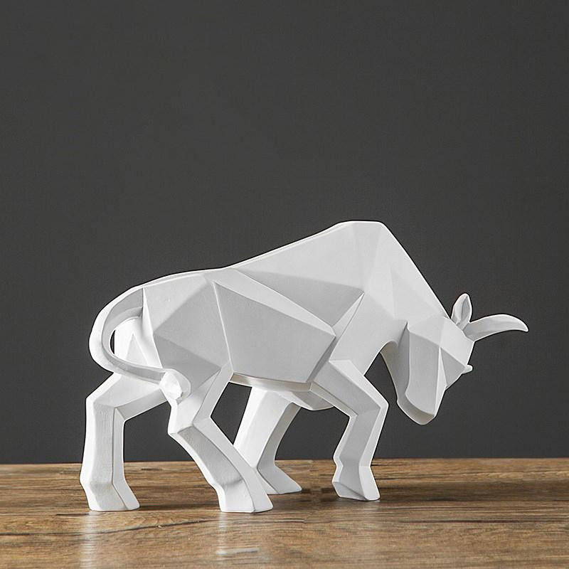 Tinika Chen Wall Street Bull Statue aus Kunstharz in Schwarz und Weiß, abstrakte Bison-Skulptur für Schreibtisch und Wohnzimmer - Bild 1