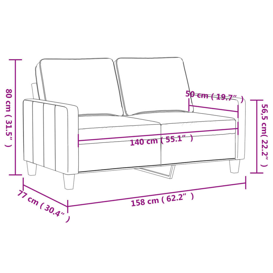 vidaXL 2-Sitzer-Sofa in Weinrot mit Kunstleder und Metallrahmen - Bild 5