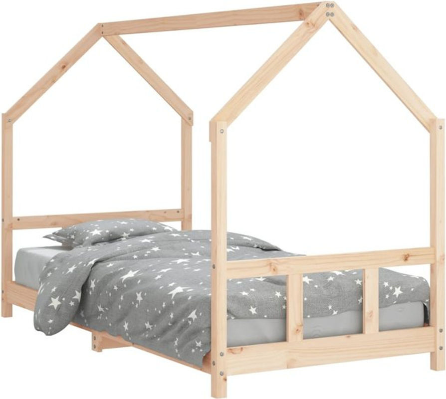 vidaxl Kinderbett aus Massivholz Kiefer in Natur Braun im Landhaus- und Skandinavischen Stil, B/T/H: 90 x 190 x 133 cm - Bild 1