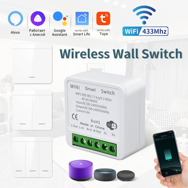 Tuya Smart Switch mit WiFi und 433MHz Power Monitor zur Hausverbesserung in Weiß - Bild 1