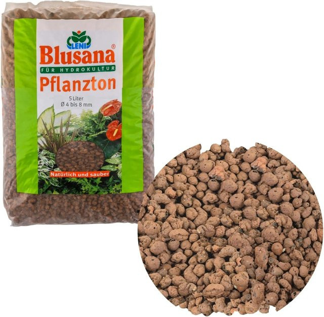 Blusana Blähton Pflanzsubstrat für Hydrokultur und Zimmerpflanzen mit einer Körnung von 4-8 mm, 7 kg - Bild 1