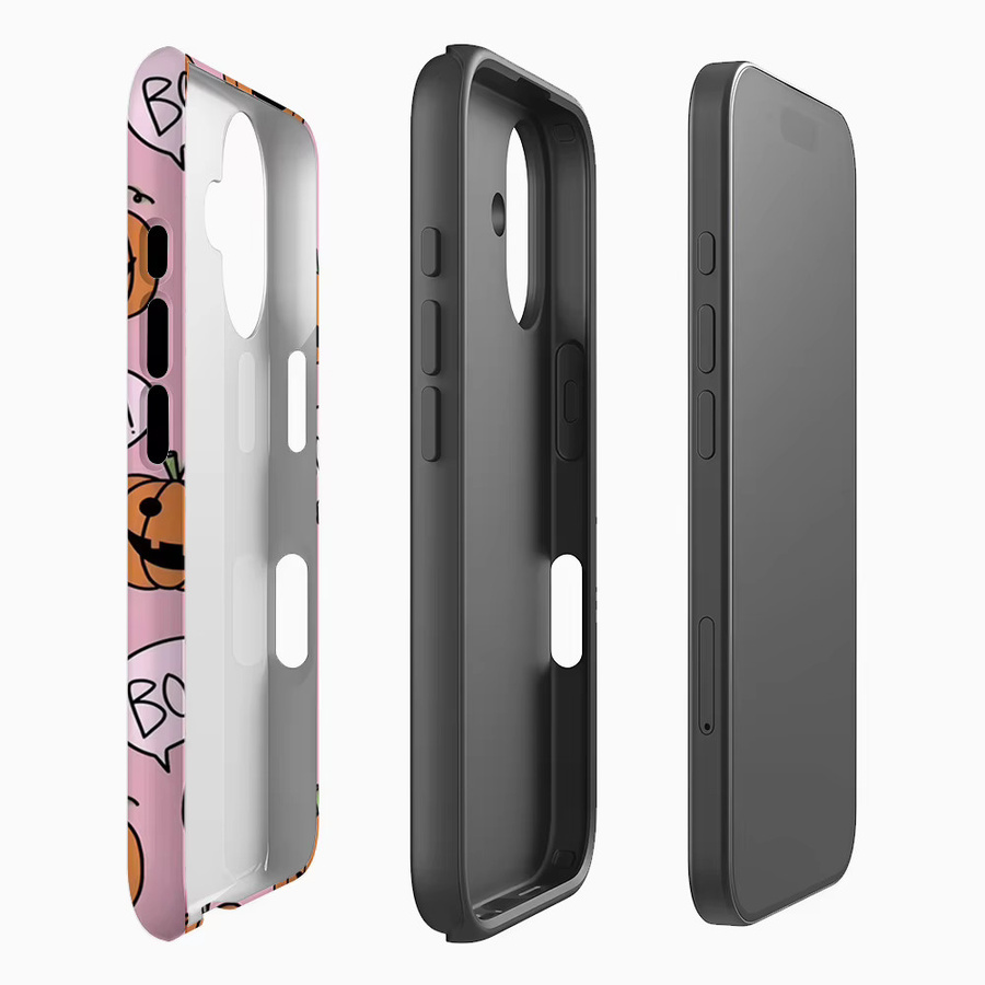 Halloween Pumpkin Boo Handyhülle für iPhone 17 16 15 14 13 12 11 Pro Max Plus mit doppelschichtiger Rückseite - Bild 2