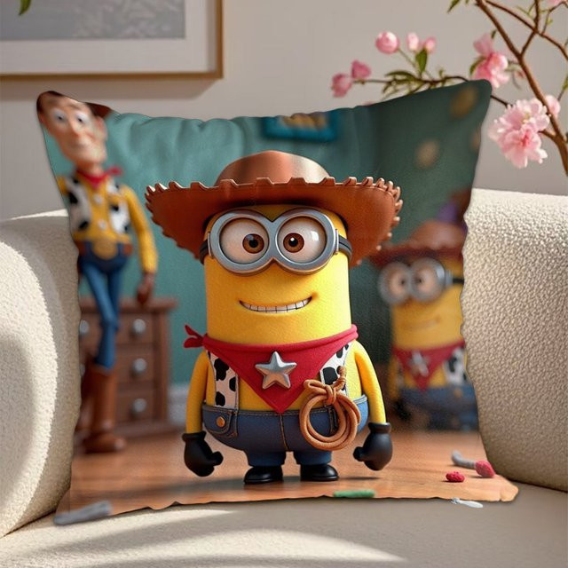 Kawaii M-Minionss Kissenbezug von Potdemiel, Zierkissen mit Grafikdesign in Multicolour, B/B: 45 x 45 cm - Bild 1