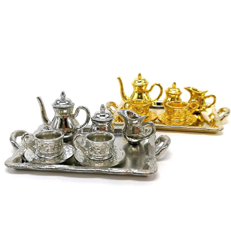 Puppenhaus Miniatur Tee-Set, 10-teiliges Set, Metall - Bild 2