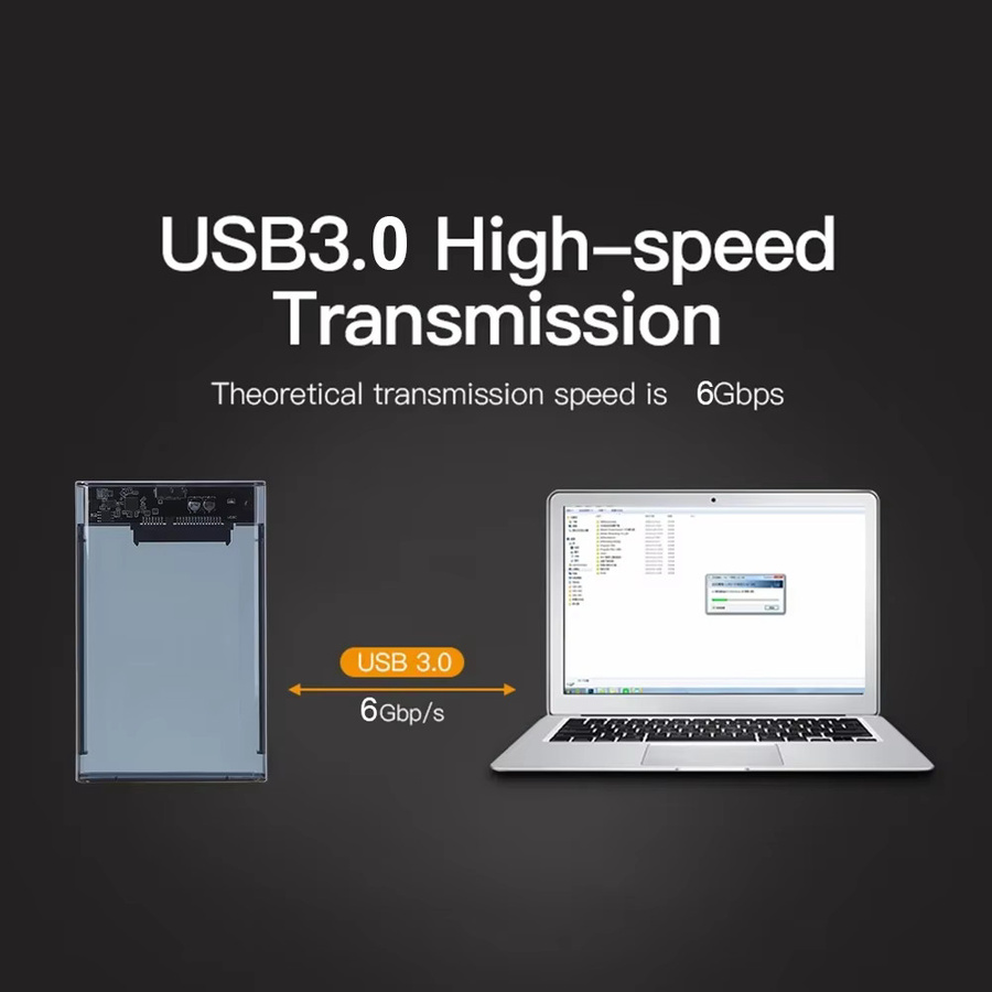 RongFast USB 3.0 Externes 2,5 Zoll SATA Festplattengehäuse mit UASP, Transparent, USB-A Anschluss - Bild 2