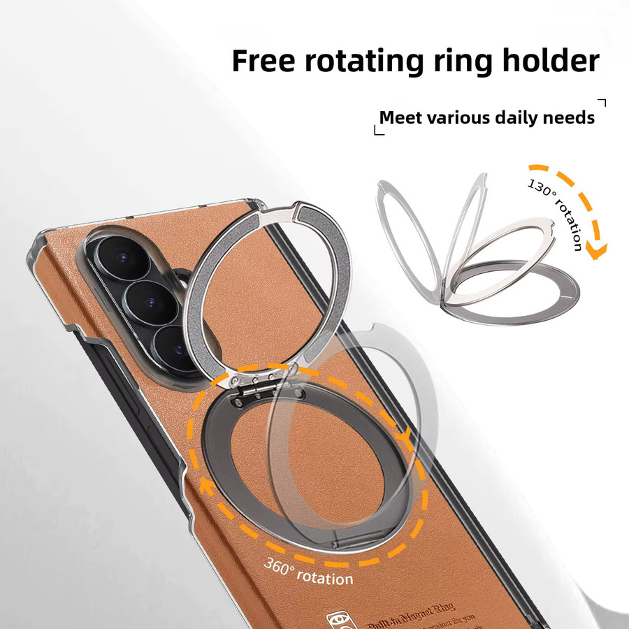 Magnetische Leder-Handyhülle für Samsung Galaxy Z Fold 7 6 5 4 mit 360 Grad drehbarem Scharnierschutz und MagSafe Kompatibilität in Braun - Bild 2