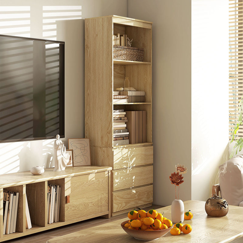 HOMCOM Bücherregal mit 3 Regalen und 3 Schubladen in brauner Holzoptik, B/T/H: 60 x 35 x 180 cm - Bild 2