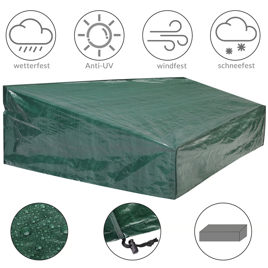 KINGSLEEVE Gartenmöbel Abdeckung in Grün, B/T/H: 197 x 68 x 32/62 cm - Bild 2