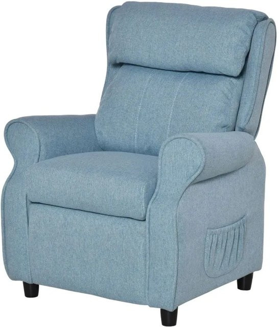 HOMCOM Kindersofa mit Fußstütze und Armlehnen in Blau, B/T/H: 58 x 53 x 70 cm - Bild 1
