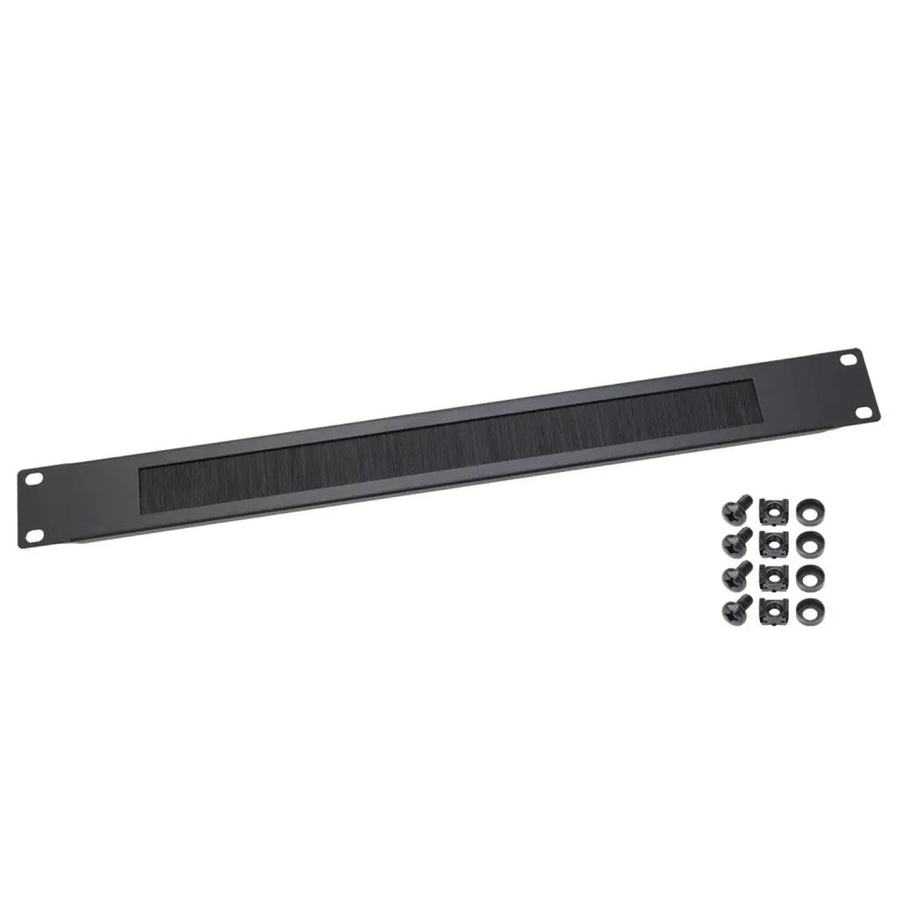 HMF 66489 Kabeldurchführung mit Bürsteneinsatz für 19 Zoll Serverschrank, 1 HE, Schwarz - Bild 2