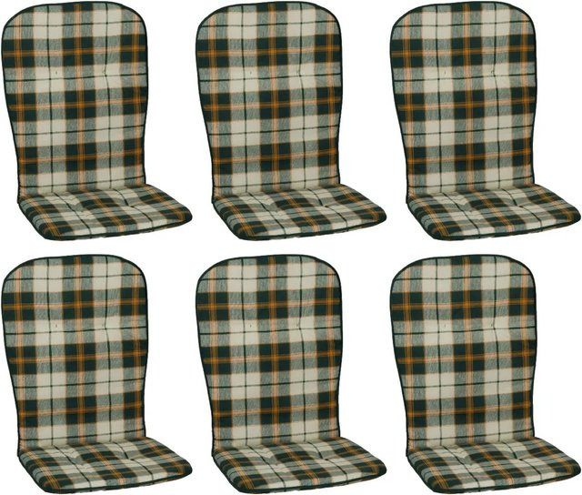 Beo Sitzauflage Hochlehner Mono 6er-Set Grün kariert - Bild 1