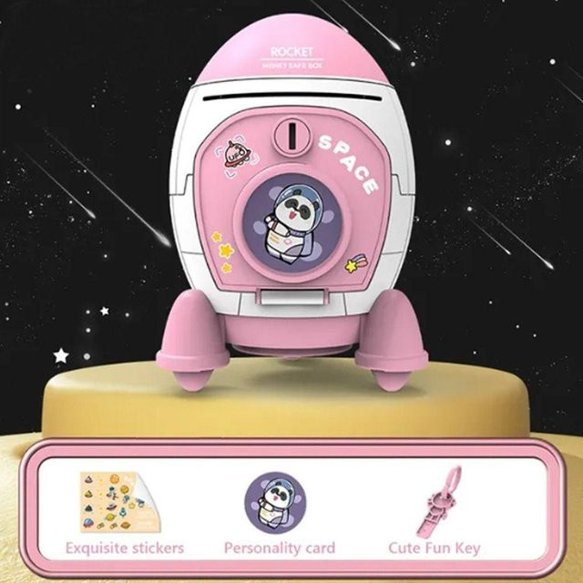 Weltraumraketen-Form Spardose, Kinder-Sparschwein, weiß - Bild 1