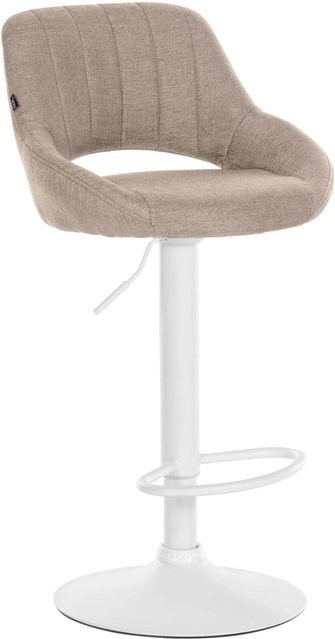 CLP Barhocker Milet höhenverstellbar mit Lehne, gepolsterter Barstuhl aus Stoff in Beige/Weiß mit Metallgestell und Drehsitz - Bild 1