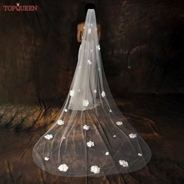TOPQUEEN Brautschleier, 3D Blume, Kathedrale, Damen - Bild 1