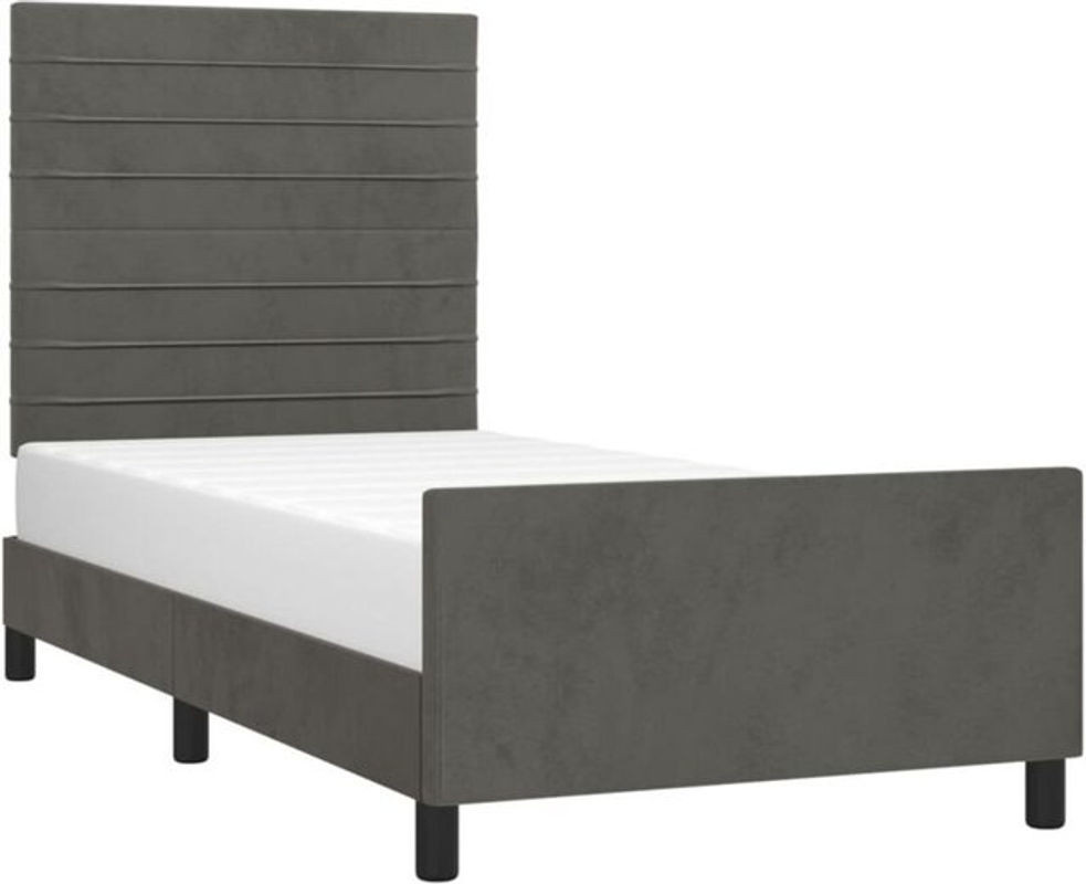 Vidaxl Polsterbett aus Samt und Massivholz in Anthrazit, B/T/H: 90 x 200 x 128 cm - Bild 1