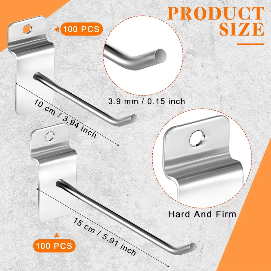 100 Stück Lamellenwand-Haken aus Metall in Chrom/Silber für Einzelhandelsdisplay und Garage - Bild 2