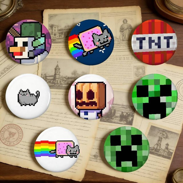 Bilibili Anstecknadeln, runde Broschen, Weißblech, Bunt - Bild 1