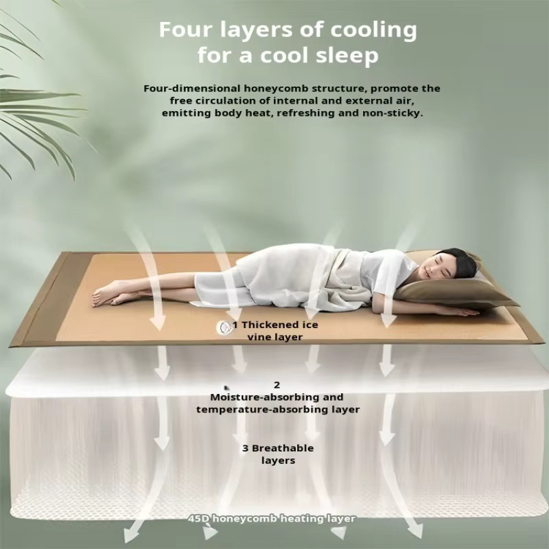 Eelhoe Bambusmatte für den Sommer, doppelseitig verwendbare Kühlmatte, B/T: 195 x 150 cm - Bild 4