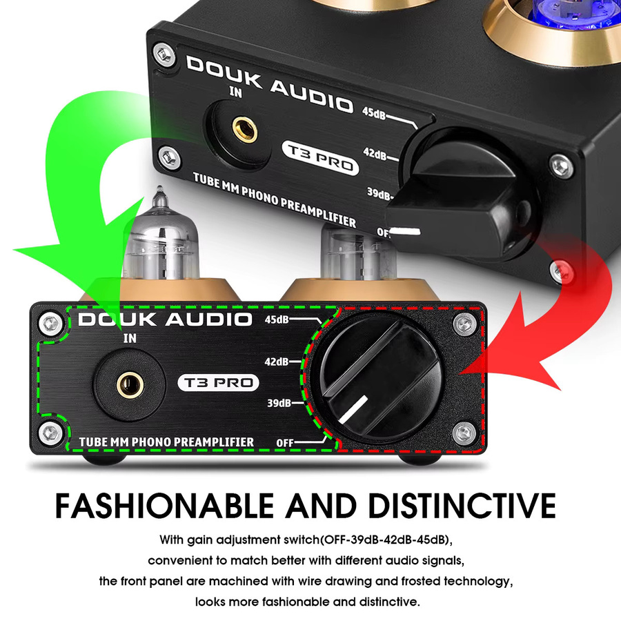 Nobsound Mini MM RIAA Phono Vorverstärker HiFi Stereo Audio Vakuumröhren-Plattenspieler Vorverstärker in Schwarz - Bild 4