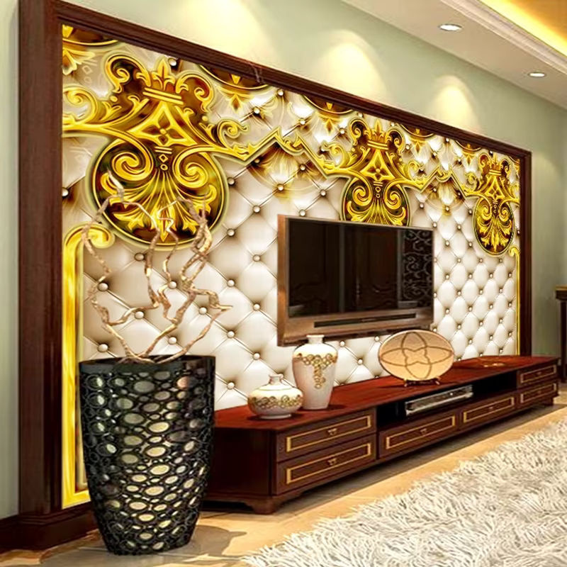 3D Wandbild Tapete von jiadou im europäischen Stil mit Blumenmuster in Multicolour für dein Wohnzimmer oder als TV-Hintergrund - Bild 3