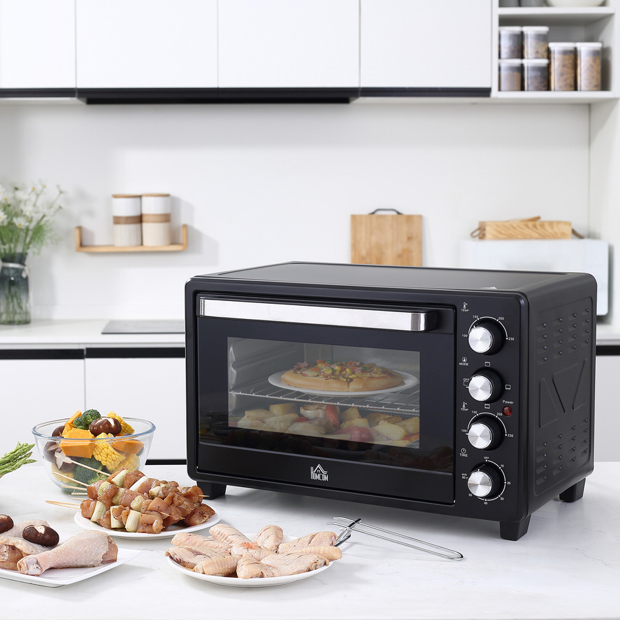 HOMCOM Mini Backofen 32L in Schwarz und Silber aus Edelstahl mit 3 Kochmodi, Grillfunktion und Timer - Bild 2