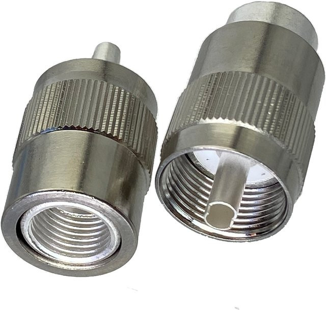 PL259 Männlicher Schraubkupplungsstecker in Silber für RG8, LMR400, RG213 und 7D-FB Kabel, gerade Ausführung - Bild 1