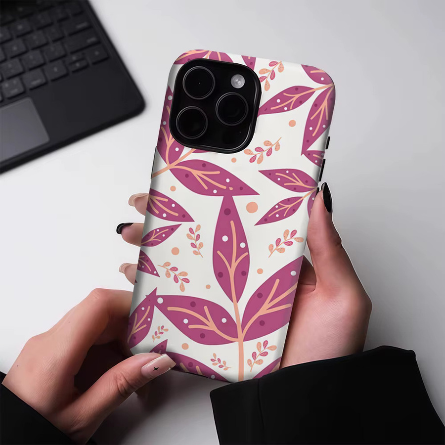 Potdemiel Handyhülle Purple Tone Leaf für iPhone 17 16 15 14 13 Pro Max Plus, magnetische robuste Doppel-Schicht-Hülle in Lila - Bild 2