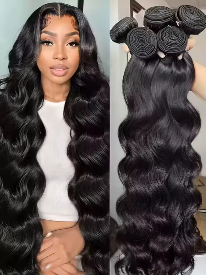 MIHUGASS Body Wave Haarbündel, Brasilianisches Echthaar, 38-40 Zoll - Bild 7