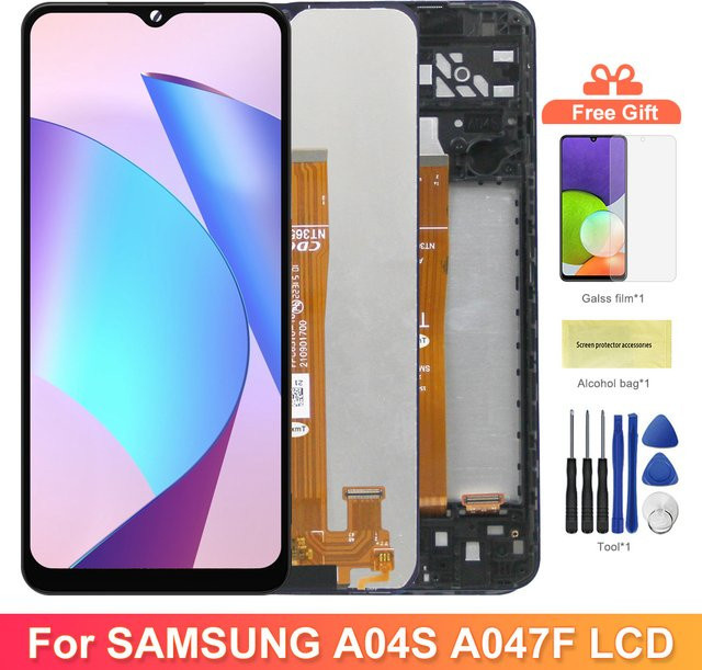 Samsung A04s Ersatzdisplay mit 6,5 Zoll AMOLED Touchscreen Digitizer in Schwarz für Samsung A047F und A047F/DS - Bild 1
