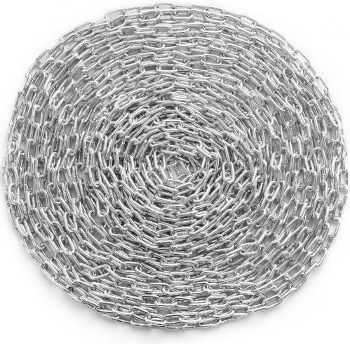 VEVOR Proof Coil Chain aus verzinktem Kohlenstoffstahl, Farbe: Silber, Länge: 30,48 m, Tragfähigkeit: 698 kg, inklusive zwei Schnellkupplungen - Bild 1