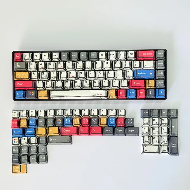 Comic Mixed-Lights Tastenkappen im Cherry Profile aus PBT mit Numpad für 60 % 75 % 100 % MX mechanische Tastaturen, Multicolor - Bild 1