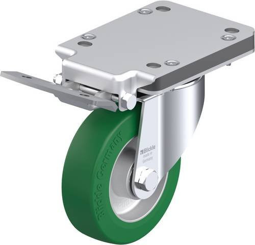 Blickle Lenkrolle LK-ALST 125K-3-IS mit Feststeller, silber, Rad-Durchmesser: 12 cm, Tragfähigkeit: 350 kg - Bild 1