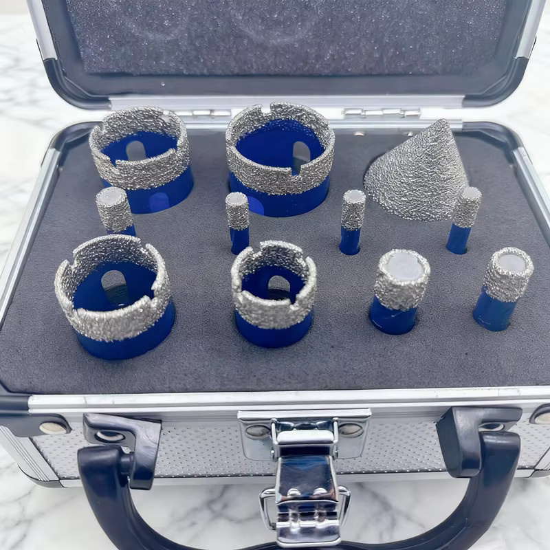 11-teiliges Diamant-Bohrkerndrillerset in Blau für Fliesen, Marmor, Keramik und Granit - Bild 3