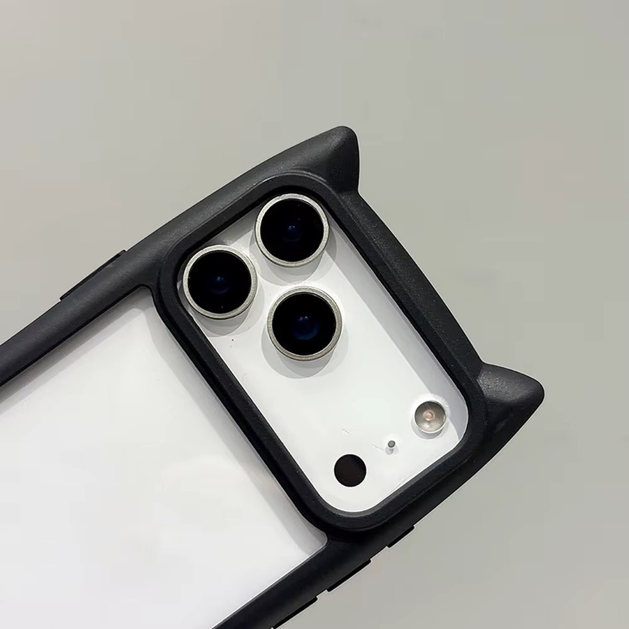Transparente Silikon-Schutzhülle mit Katzenohren für Apple iPhone, stoßfest und weich, Farbe: Transparent/Blau - Bild 2