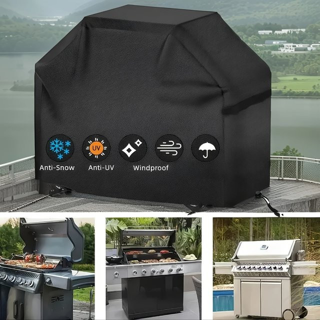 Schwarze Barbecue-Grillabdeckung für Outdoor-Grills mit B/T/H: 117 x 145 x 61 cm - Bild 1