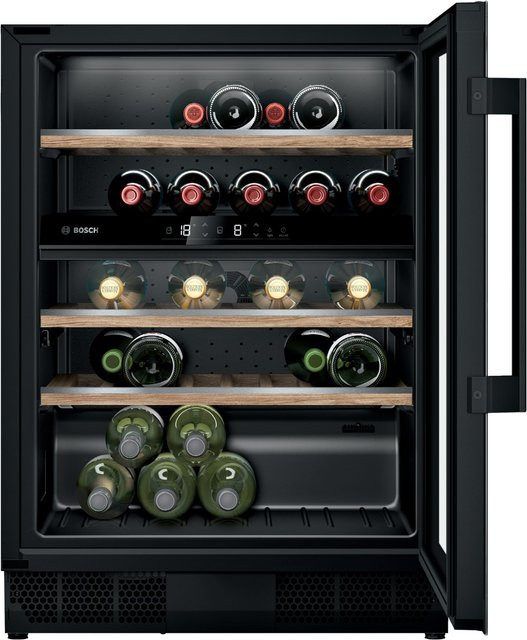 Bosch Unterbau-Weinlagerschrank KUW21AHG0 in Schwarz mit Glastür und LED-Innenbeleuchtung - Bild 1