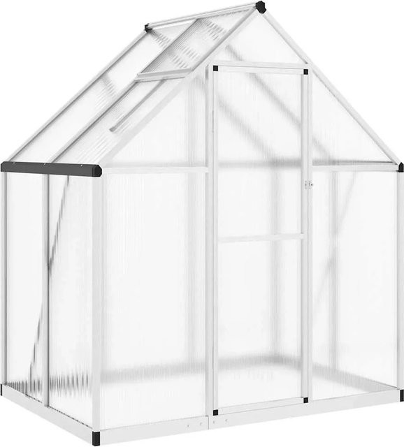 Furnicato Gewächshaus aus Aluminium mit Fundamentrahmen und Polycarbonat in Silber, B/T/H: 169 x 114 x 195 cm - Bild 1