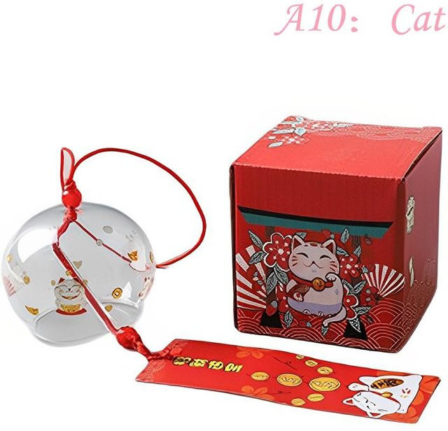 Handgefertigte japanische Glas-Furin-Windglocke von Binchi Outdoor Product mit Kirschblüten-Design in Transparent - Bild 1